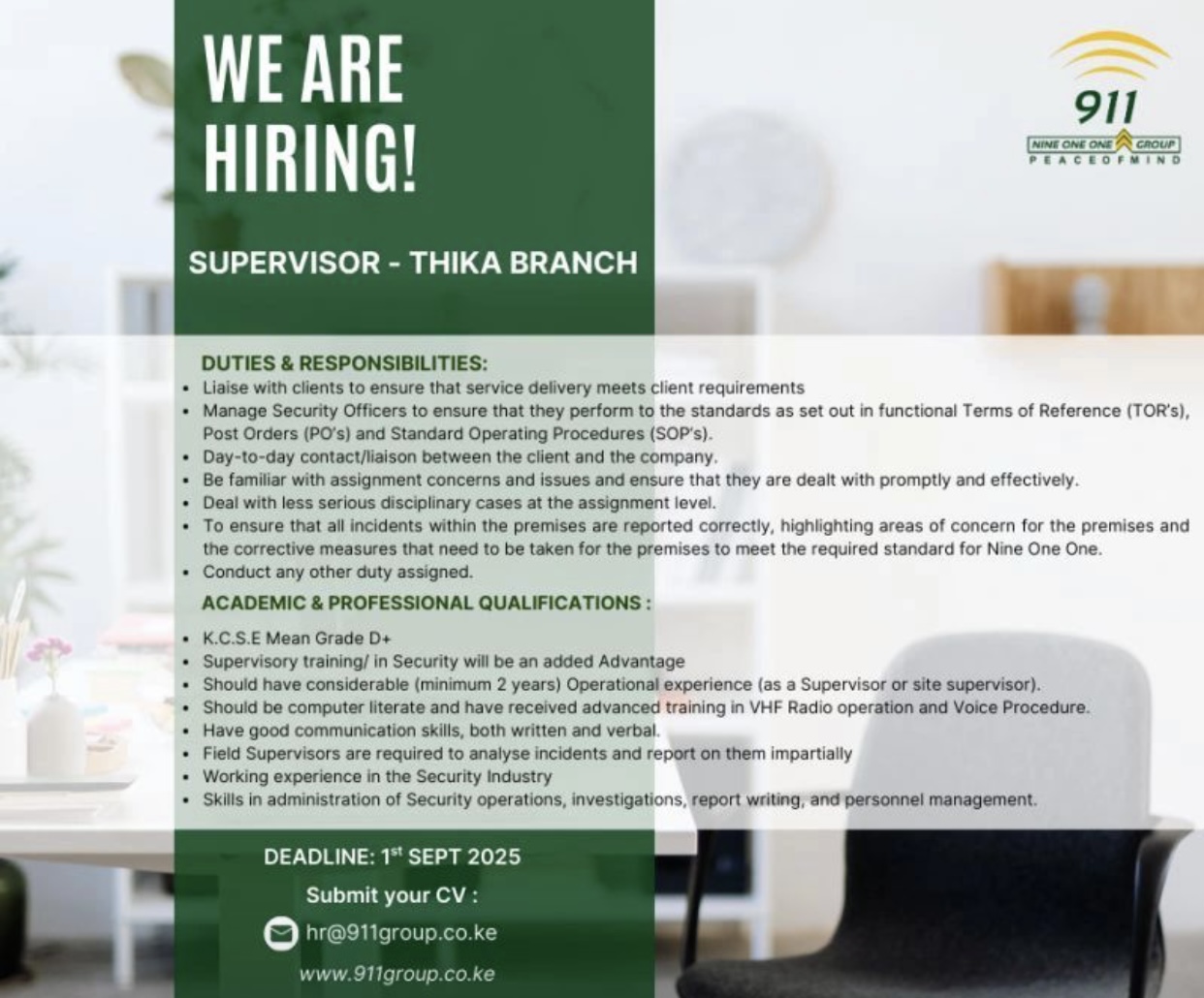 SUPERVISOR - Vacancies In Ghana